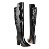 Botas de Couro Femininas Outono e Inverno Tamanho 34-48, Bico Fino, Salto Ultra Alto, Slip-On Leve, Salto Grosso, Cor Sólida, Botas de Cano Alto Versáteis