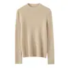 Suéter de Caxemira 2026 Outono/Inverno Novo Estilo Feminino Gola Semimédia Canelado Emagrecedor Camada Base Elegante Cor Sólida Suéter Quente