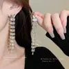 Brincos de Corrente Longa com Garras Exageradas Elegantes de Prata S925 com Strass para Mulheres Brincos com Franjas de Diamante Colorido Europeus e Americanos Brincos da Moda