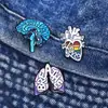 Broche Creativo de Órganos Humanos de Dibujos Animados Corazón Cerebro Pulmón Modelado Insignia Personalidad Médica Aleación Accesorios para Ropa