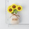 [Produto acabado] Buquê de vaso de girassol de lã tricotado à mão transfronteiriço ornamentos de flores artificiais em vaso de lã presente
