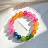 Collar Gargantilla Cadena Clavícula Diseño Piedra Cuarzo Imitación Turmalina 10mm Set Pulsera