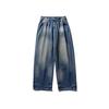 Roupa Vintage 2025 Outono Novo Jeans Masculino Solto Reto de Perna Larga Americano Retrô Lavado Desgastado
