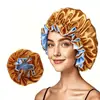 Gorro de noche de satén con encaje de doble capa transfronterizo, gorro de ducha, gorro de belleza para maquillaje, sombrero casero de seda sintética, gorro de noche, gorro para proteger el cabello