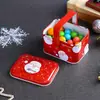 Caja de dulces, edición navideña, lata portátil para galletas, snacks y té, caja de almacenamiento de postres de picnic de mano