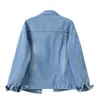 Chaqueta de Mezclilla Holgada para Mujer, Estilo Coreano Primavera y Otoño, Top Corto Azul Oscuro Nuevo, Chaqueta Talla Grande Estilo Bf, Venta al por Mayor