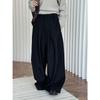Pantalones Anchos de Invierno 2024 Lou Fu, Nuevo Diseño Parisino, Estilo Commuter, Grosor Rígido, Apariencia Delgada, Pantalones para Mujer