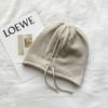 Corea del Sur Dongdaemun Gorro Pulóver para Mujer con Cordón Ajustable Rizo Viento Perezoso Gorro Heap Color Sólido Gorro de Punto al por Mayor