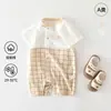 Mameluco de manga corta para bebé niña Verano Delgado Ropa para bebé Ropa para niña para salir Algodón puro Clase A Ropa para gatear para recién nacidos
