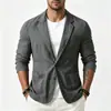Blazer masculino fino de algodão e linho para primavera e outono em estoque, terno de negócios casual de um botão com corte solto de tamanho grande para homens