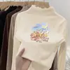 Camiseta Térmica Escovada de Manga Longa com Babados e Gola Meio Alta, Novo Estilo Outono/Inverno 2026 para Bebês Meninas