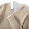 Tejido de Cachemir para Hombre Cuello en V Tejido Casual de Negocios de Manga Larga Prenda Base de Tejido con Nuevas Prendas Superiores de Otoño e Invierno