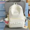 Mochila Dulce para Niñas de Secundaria y Preparatoria Estilo Coreano con Adorno de Encaje, Ambiente Fresco y Relajante, Adecuada para Salidas, Compras y Picnic