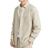 Camisa Rayada Nueva para Hombre Primavera y Otoño 2026, Cuello Campana, Estilo Coreano de Alta Gama, Chaqueta Camisa Casual para el Trabajo de Manga Larga