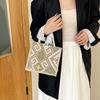 Bolso de Lona Estilo Étnico para Mujer Verano Nueva Moda Portátil para Salir Lonchera de Lino Bolsa de Almuerzo para Llevar en la Mano Bolsa de Mamá