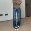 2026 Jeans Americanos com Padrão de Bigodes de Gato Micro Flare Masculino Outono Marca Tendência High Street Bonito Travesso Retro Versátil Perna Larga Calça Longa Gancho
