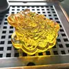 Ornamento de Sapo Dourado Trazedor de Fortuna de Vidro Citrino Fabricado na Fábrica, Artesanato para Decoração de Sala de Estar Atacado, Presente de Sapo Dourado Atrator de Riqueza