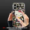 Cordão Floral Kt Cat Adequado para Capa de Celular Apple 17Promax Iphone15 Silicone Galvanizado 16 Fofo 14 Feminino