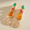 Pendientes de Borla Geométricos de Gota de Agua de Resina Transfronterizos Europeos y Americanos, Pendientes Personalizados de Estilo Vintage, Pendientes de Lujo Ligero y Alta Gama