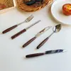 Cuchara de mango largo para celebridades de Internet estilo coreano Tenedor Vajilla de acero inoxidable Palillos de acero inoxidable 304 Cuchillo para bistec occidental