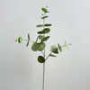 Hojas de Dinero Artificiales de 3 Ramas, Hojas de Eucalipto de Tacto Realista, Hierba de Hilo Dorado, Hojas de Eucalipto para Decoración del Hogar, Productos Vegetales Transfronterizos