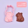 Conjunto de Moldes de Biscoito Capivara 3D Estéreo Tipo Prensa Material de Grau Alimentício Simulação Ferramenta DIY para Assar Pai e Filho