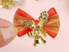 Pingente Mini Laço de Natal Decoração de Árvore de Natal Acessórios para Caixa de Presente Arranjo de Pingente de Sino de Natal DIY