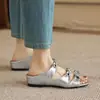 Sandalias de Punta Abierta con Lazo Estilo Nuevo para Uso al Aire Libre, Pantuflas sin Cierre, Zapatos Casuales de Cuña, Tallas 33-43, Zapatos de Exportación de Amazon