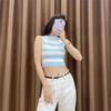 Venta al por mayor transfronteriza europea y americana 2023 moda mujer multicolor pequeño fresco ajustado elástico cuello redondo pequeño chaleco mujer C83176