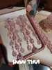 Joyería Mozambique Gema Rosa Gota de Agua Collar Brillante y Hermoso Lleno de Zirconia Gota de Agua Conjunto de Pulsera y Aretes