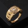 Moda europea y americana nuevo anillo geométrico para hombre de cobre chapado en oro real con incrustaciones de circonitas atmosférico anillo de dedo abierto accesorios en stock