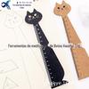 Régua de linha cabeça de gato 15cm escala criativa desenho de gato fofo de desenho animado régua de madeira retrô proteção ambiental