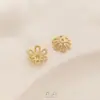 Conservación del Color Oro Claro 14K Oro Real 18K Bandeja de Flores Accesorios Hecho a Mano DIY Tapa de Cuentas Margarita Pequeña Bandeja de Cuentas Material para Joyería