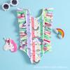 Biquíni Ruffle de Unicórnio da Moda Macacão Estampado para Meninas Roupa de Banho para Bebê Menina Fonte Termal Praia Roupa de Banho Princesa