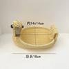Cesto de Armazenamento Tecido Artesanal Imitação de Rattan Cesto de Frutas de Supermercado Cesto de Pão Cesto de Lanches Oval Rattan Plástico Cesto de Frutas