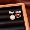 Pendientes Colgantes Asimétricos Redondos de Circonita Perla Aguja de Plata, Lujo Ligero, Gama Alta, Pendientes Exquisitos, Pendientes Modernos y Versátiles