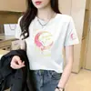 Camiseta de Mujer Manga Corta Estilo Mamá, Nueva Versátil de Moda Ajustada Elegante para Mujer