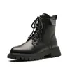 Botas com Elevação Interna Silenciosas para Meninas Botas Curtas com Cadarço de Oito Furos Botas Couro Genuíno Solado Grosso Estilo Britânico