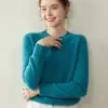 Baicai Rong 26 Outono/Inverno Cashmere Feminino Gola Redonda Ombro Raglã Cor Sólida Suéter Solto Afinando Malha Camada de Base Top