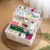 Caja de almacenamiento plegable de plástico multifuncional de tres capas, caja de herramientas transparente para el hogar con tapa, caja de medicamentos con compartimentos multicapa, venta al por mayor