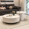 Mesa de centro redonda de ardósia designer para sala de estar, adequada para casas pequenas, luxo leve moderno, minimalista, de alta qualidade, novo estilo de mesa de chá pequena