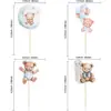 Decoración de Pastel de Cumpleaños para Bebé Temática de Osito Lindo Rosa y Azul Winnie the Pooh Tarjeta Insertable