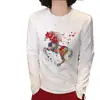 Artículo Caliente Original de Transmisión en Vivo Dropshipping Camiseta Base Primavera 2026 con Pedrería Camiseta de Manga Larga de Pony Colorido Top para Mujer