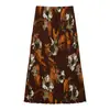 Falda plisada floral para mujer, estilo vacacional de verano, versátil, estampada, alta elasticidad, plisado hecho a mano a presión estilo Issey Miyake, falda recta con abertura, falda larga