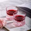 Vaso de Cristal de Whisky en Relieve Rosa Taza de Vino Doméstica Creativa Nueva Taza de Licor Especial de Cintura para Bar