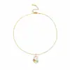 Collar Cruzado de Flor de Perla con Escudo de Nuevo Estilo Moda Versátil Cadena de Clavícula de Alta Gama Collar de Diseño de Nicho