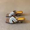Sandalias de cuña tejidas de nicho estilo nuevo de verano 2026 para mujer, elegantes slip-ons de punta cuadrada de moda