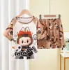 Ropa de Casa para Niños y Bebés Niñas y Niños Pijamas de Manga Corta Verano Delgados Niños Grandes Dibujos Animados Traje de Niña Pequeña
