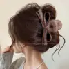 Pinza de Pelo Grande de Felpa Estilo Francés para Mujer, Sensación de Alta Gama, Adecuada para Cabello Grueso, Elegante Pinza de Tiburón Accesorio para el Cabello para la Parte Posterior de la Cabeza