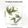 Estilo Acuarela Ramas de Pino Navideñas Bayas Rojas Estrellas Doradas Funda para Tapa de Inodoro Pegatinas Decorativas para Tapa de Inodoro de Baño